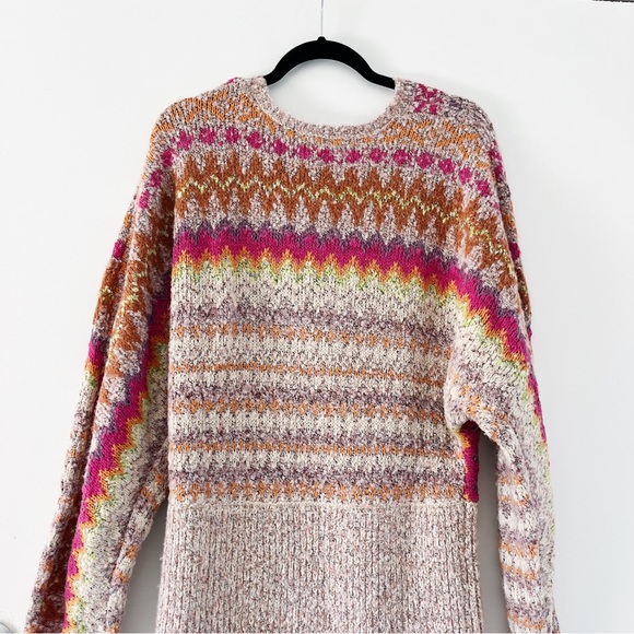 NWT Free People Forever Fair Isle Sweater Dress in Strawberry Combo - Picture 10 of 13